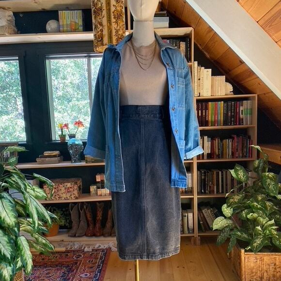 Denim Pencil Skirt Calvin Klein 80s - Picture 1 of 5